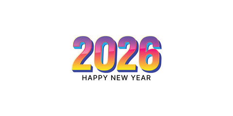 Happy new year 2026 vector design with fun 3d illustration