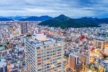 Gifu City, Gifu Prefecture, Japan cityscape From Above with the Mountains 44