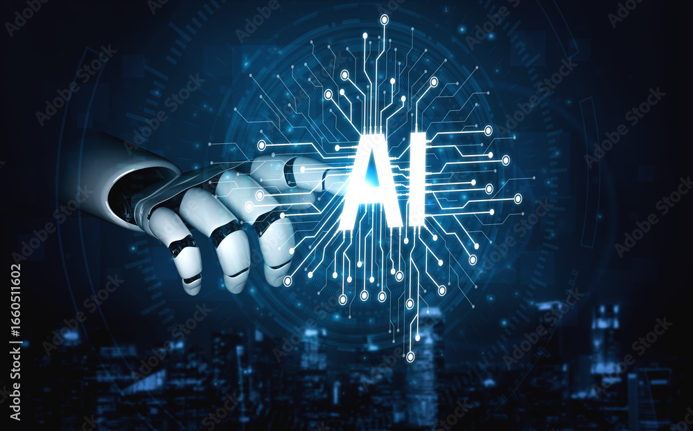 Poster ai assistant brain processor with llm technology, big data, machine learning, generative ai for busi