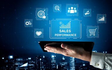 Digital sales performance dashboard showing sales performance metrics, performance trends, sales...