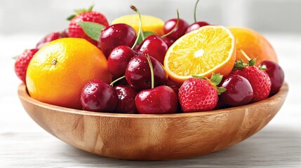 Close Up Image of Fruit Bowl on White Table