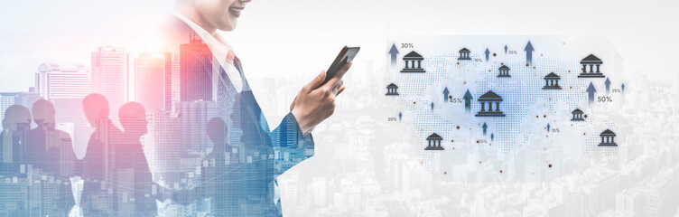 Online banking and digital banking innovation combining finance and technology, optimizing online banking systems, mobile banking services, and fintech for seamless experience. Spline