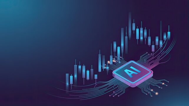 Artificial intelligence powering financial markets with advanced analytics and real time data visualization on a digital circuit board