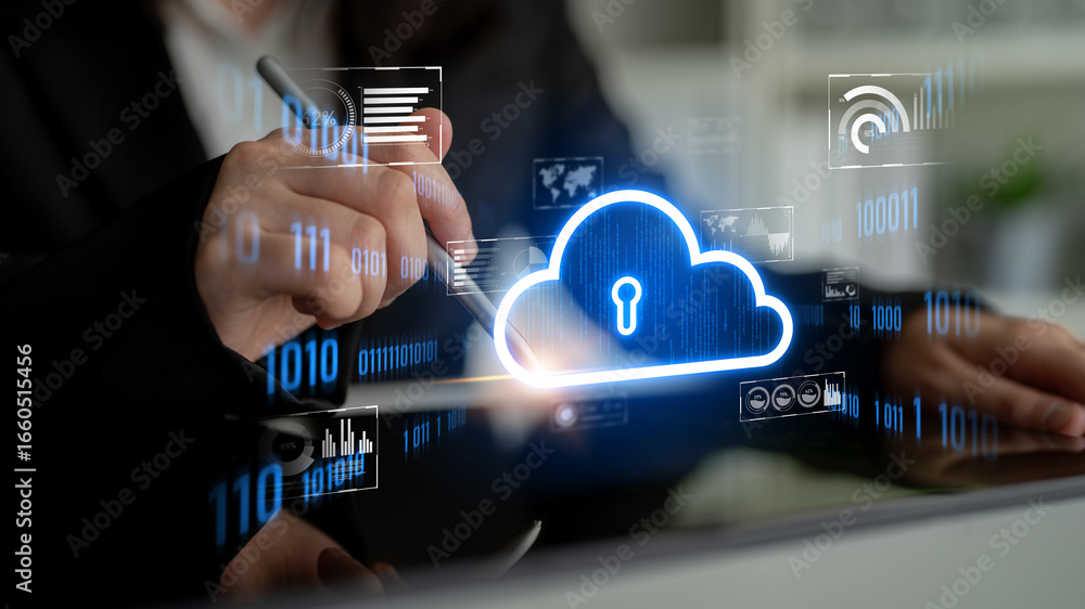 Aufkleber cloud computing enables digital growth with secure data storage, scalable infrastructure, and strate