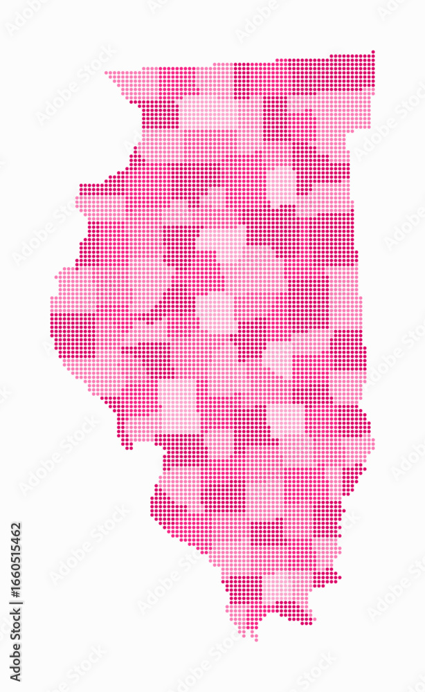 Poster illinois dotted map. digital style map of the state on white background. illinois shape with circle 