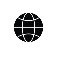 Black globe icon world earth