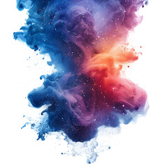 Colorful smoke explosion with stars and galaxy appearance art on transparent background