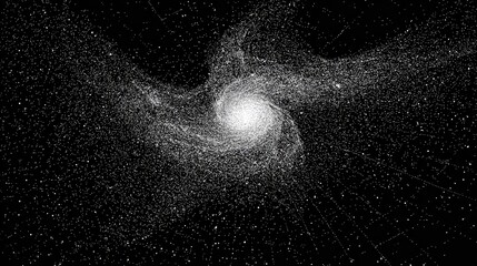 Detailed High Resolution Image Of A Bright White Galactic Center Surrounded By A Scattered Starfield Against A Pitch Black Background. The Galactic