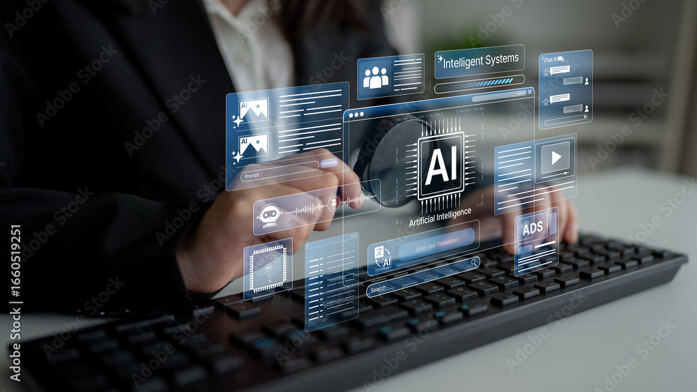 Poster ai assistant brain processor with llm technology, big data, machine learning, generative ai for busi
