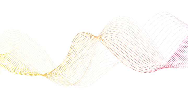 Wavy stripes on white background isolated. Digital energy waves technology concept. Digital frequency track equalizer. smooth flowing wave dots halftone lines dynamic gold isolated on transparent