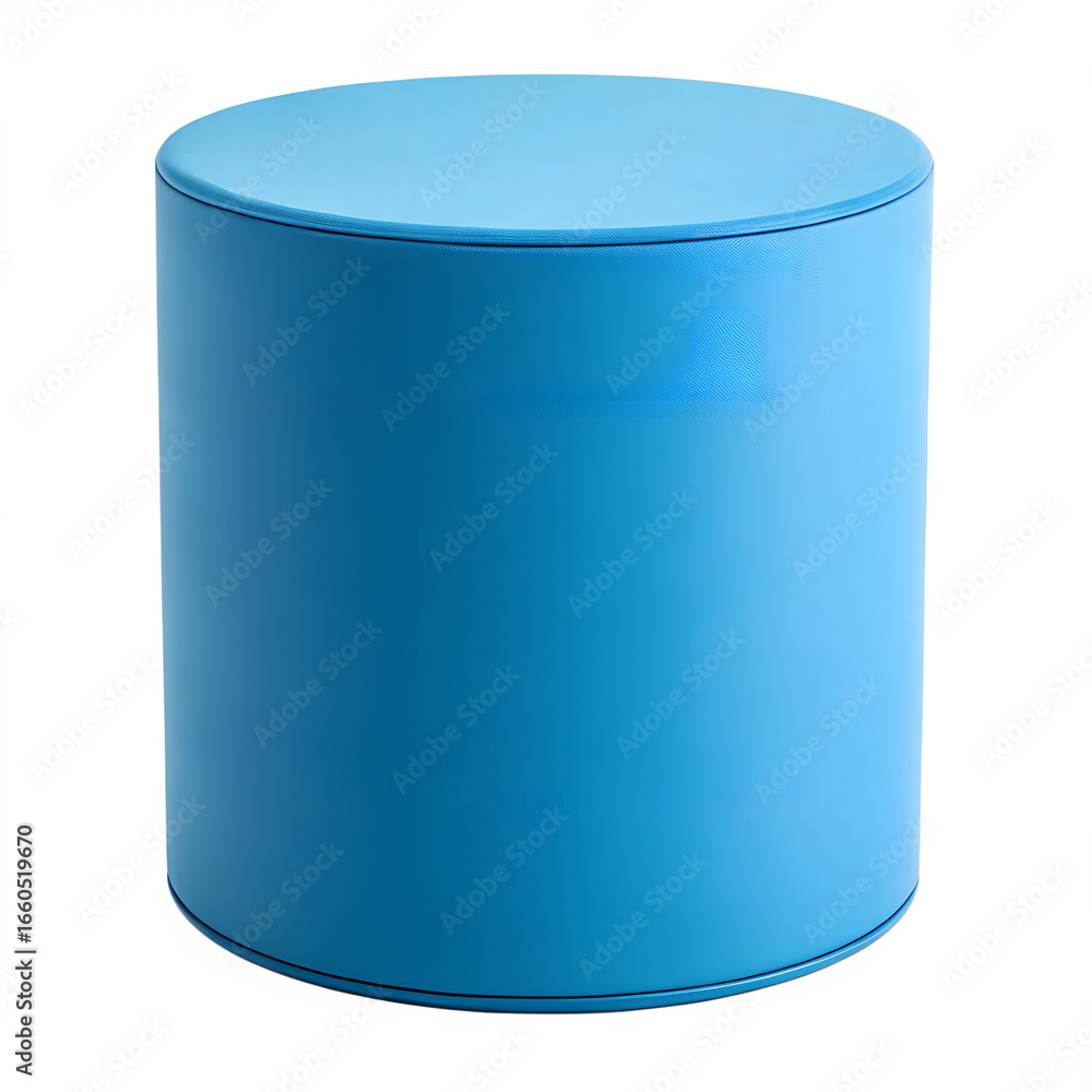 Poster a simple blue cylinder shape with a flat top and bottom isolated on a transparent background for des