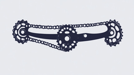 Vector illustration of a chain design, including a bicycle chain silhouette, cycling line motif, motorcycle chain icon, and mechanical chain symbol.