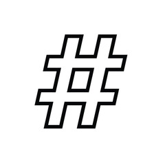 Black hashtag symbol on white background social media