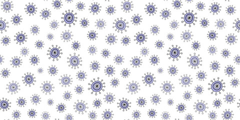 Seamless pattern with random floral elements. Lavender gray flowers on white background. Simple floral doodle vector illustration. Country style folk decor for home