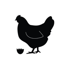 Black chicken and broken egg silhouette shell