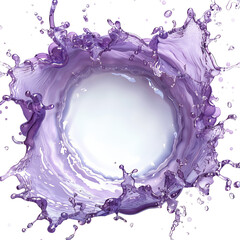 A vibrant splash of liquid forming a circular frame shape on transparent background