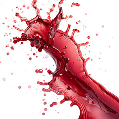 A vibrant fluid splash with droplets against a dark space on transparent background