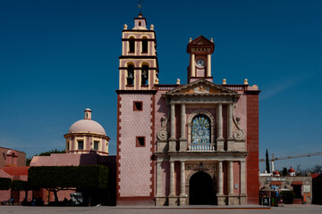 Street view of the small town of Peña de Bernal in Querétaro, Mexico