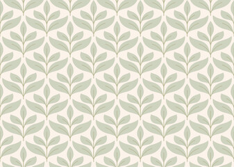 Damask leaves seamless pattern. Vector retro style background print. Decorative flower texture.