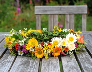 Fototapeta premium Celebrate spring with this colorful floral crown, perfect for weddings, festivals, or nature themed designs