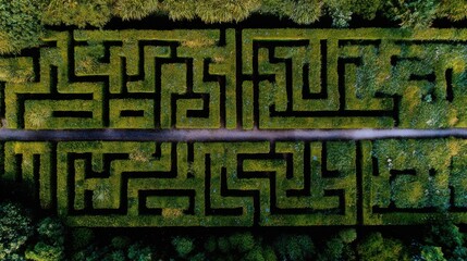 aerial view green maze garden