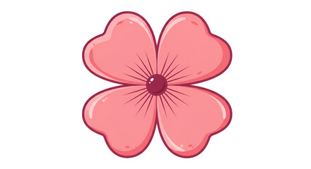 Fototapeta premium Bright Four-Petal Flower with Natural Green Stem and Leaves, Macro Bloom, Decorative Botanical Illustration, Garden Flower, Nature Photography