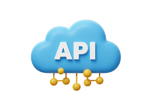 Isolated 3D Render of an API Cloud with Connected Nodes, Representing API Integration