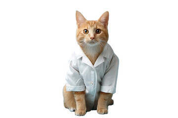 An adorable portrait of a cute, young kitten looking with red eyes against a white background