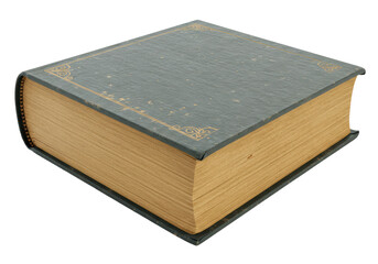 Isolated Old Vintage Book with Green Cover and Gold Details