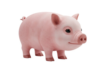 Isolated Pink 3D Render of a Cute Piglet