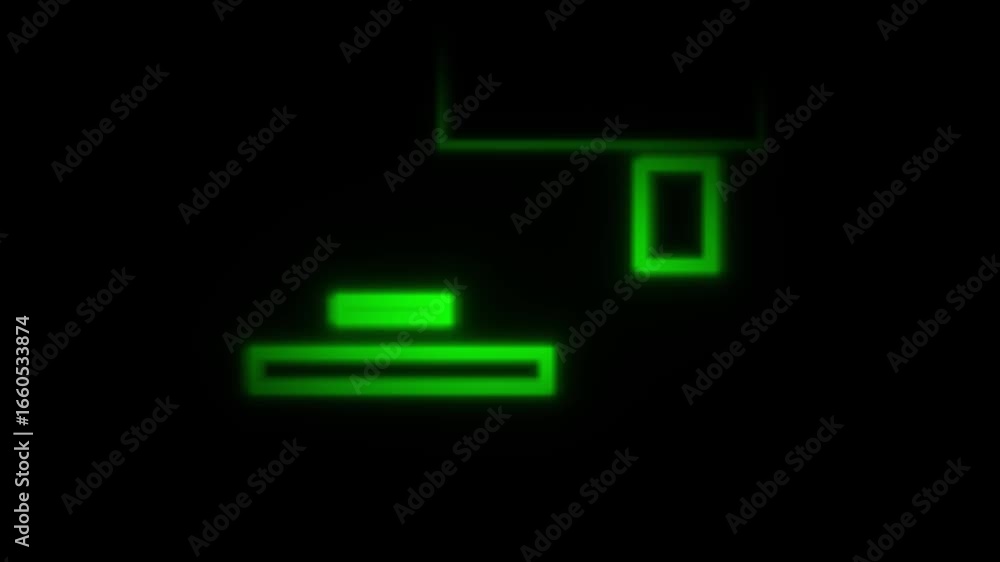 Poster abstract dark background with glowing green rectangles, creating a futuristic and vibrant design wit