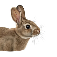 Fototapeta premium Close up of a wild rabbit s head and shoulder isolated on transparent background