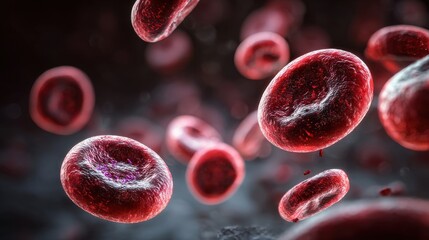 Elegant photo of 3D close-up view of Plasmodium falciparum parasites infecting red blood cells under a microscope.