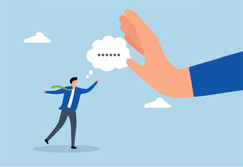Rejection, businessman hand reject or deny employee request.