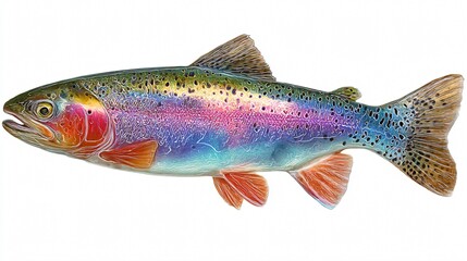 Fototapeta premium Majestic Rainbow Trout with Shimmering Scales - Stunning Underwater Fish Photography