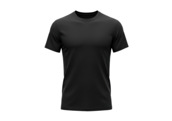 Isolated Blank Black T-Shirt Mockup on White Background