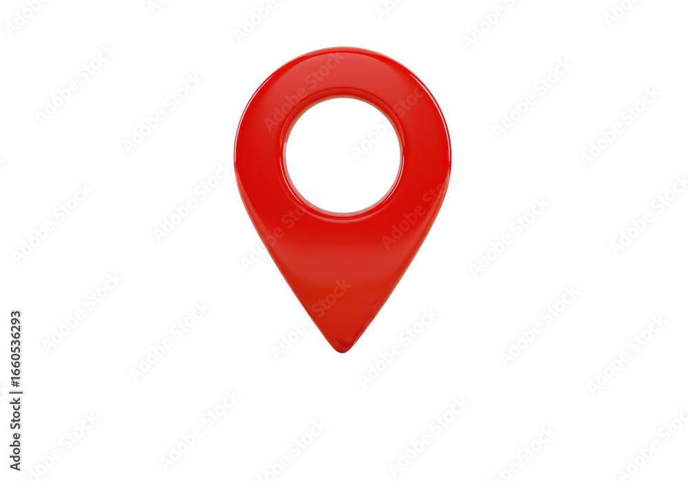 Poster isolated 3d render of a vibrant red map pointer pin, location and navigation symbol