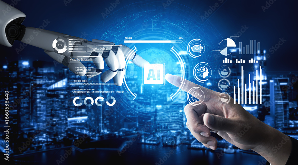 Poster ai assistant brain processor with llm technology, big data, machine learning, generative ai for busi