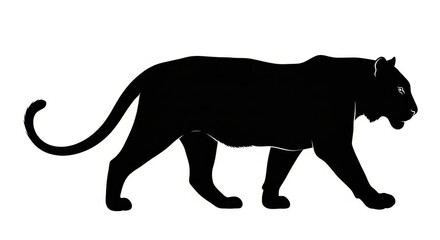 Obraz premium A bold black panther silhouetted against a pristine white backdrop displaying power and elegance