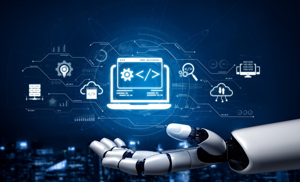 AI streamlines web development with smart coding tools, interface automation, and futuristic design systems for building efficient online platforms. Artificial intelligence spline