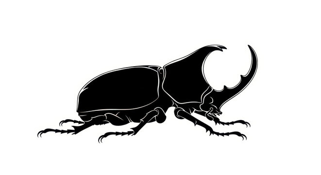 Striking rhinoceros beetle illustration against clean white background enhancing graphic appeal