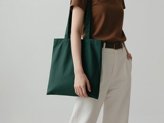 Modern minimalist dark green tote bag 