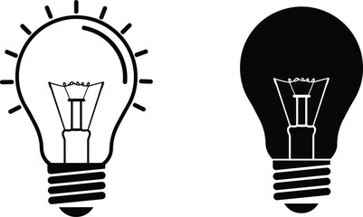 Light bulb icon, glowing lamp illustration, creative idea symbol, innovation and invention concept, electricity design, brainstorming energy, bright power, technology sign