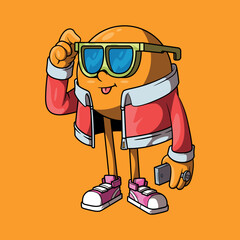 Cool Emoji Character Wearing Sunglasses vector illustration. Communication, mascot design concept.