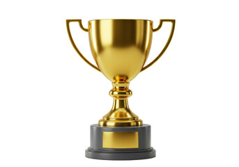 Isolated Golden Trophy Cup with Black Base, Award and Success Symbol