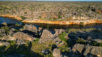 A gorge in the Kimberly region in Western Australia, seen from above
