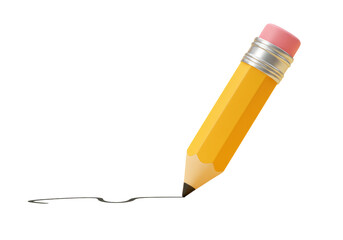 Isolated Yellow Pencil Drawing a Line for Creativity and Education