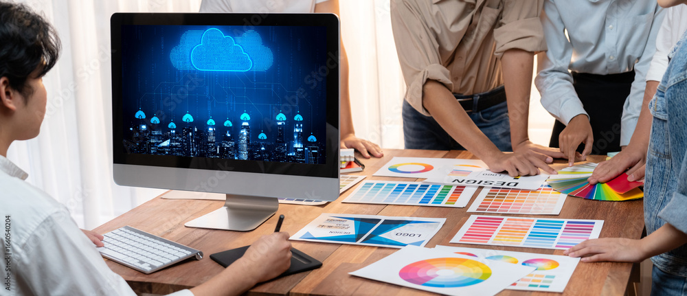 Poster cloud computing software for brisk remote work and personal data storage