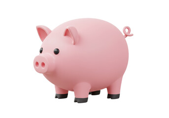 Isolated Cute Pink Piggy Bank for Savings and Finance Concept