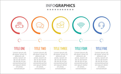 Vector Infographic design with icons and 5 options or steps. process diagram, flow chart, info graph, Infographics for business concept, presentations banner, workflow layout.